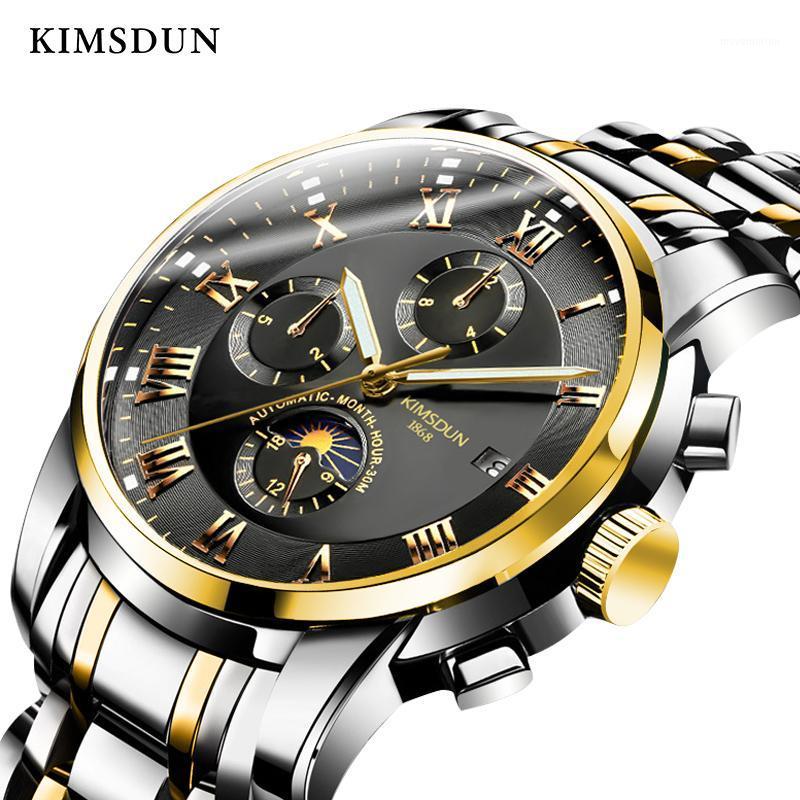 

Fashion luxury KIMSDUN men's automatic mechanical watches business luminous day date display stainless steel strap watch Relogio1, K-1894-6