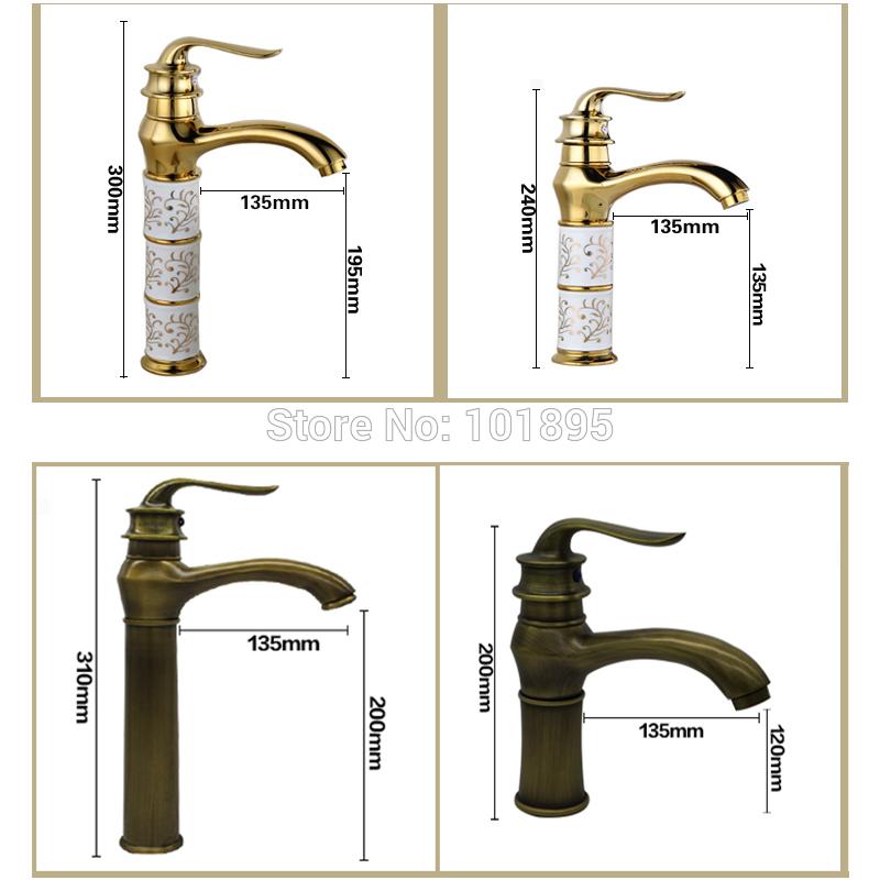 

Luxury Deck Mounted Bronze Gold Rose 3 Colors Brass Material Cold & Hot Water Tall and Short Size of Basin Tap