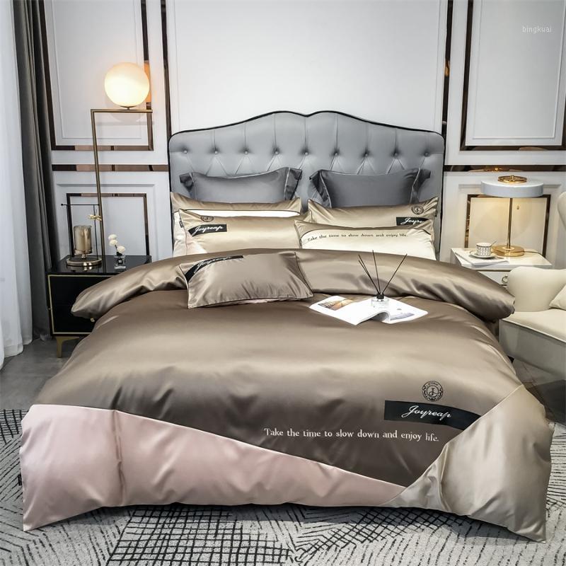

Simple Style Geometric Patchwork Embroidered Bedding Set  King Size Duvet Cover Bed Sheets Pillowcase High Quality Textiles1, 10