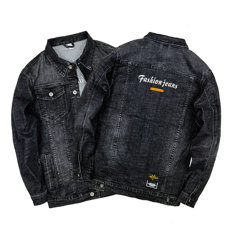 

2021 The New New European and American Bias Printed Jeans Men's Jacket Ropa De Hombre 3lq9, Black