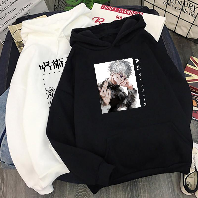 

Men's Hoodies & Sweatshirts Japanese Anime Jujutsu Kaisen Men Yuji Itadori Cartoon Kawaii Gojo Satoru 90s Graphic Streetwear Hoody Male, Black