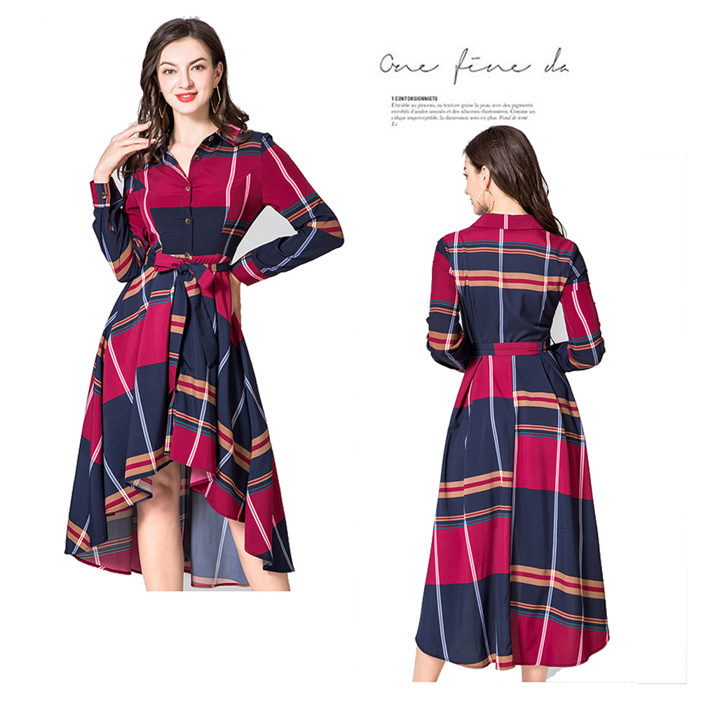 

2021 New Brand Womens Summer Irregular Loose Shirt Es Long Sleeve Casual a Line Vintage for Women Mqmy, Red