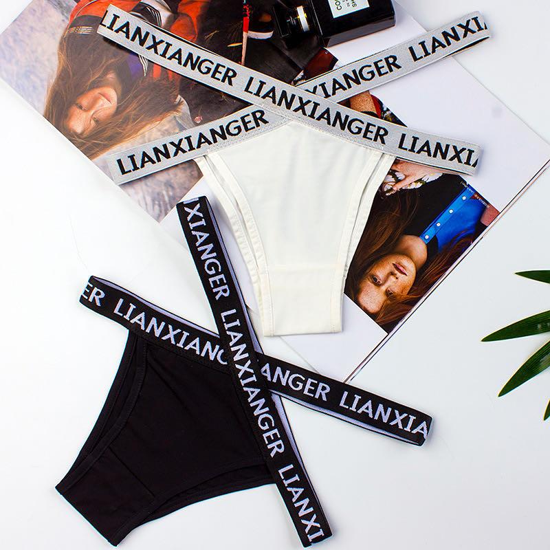 

Sporty Style Wrap Design Women Panties Thongs String Fashion Cotton Ladies Underwear Seamless Briefs Sexy Lingerie, Black
