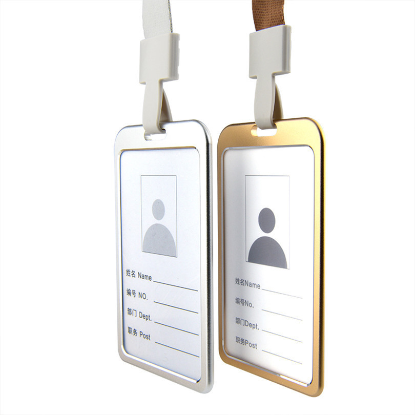 Quality Aluminum Working ID Card Holder Neck Lanyard id Badge holder Wholesale Price for empolyee Permit pass Holder-image-465481530