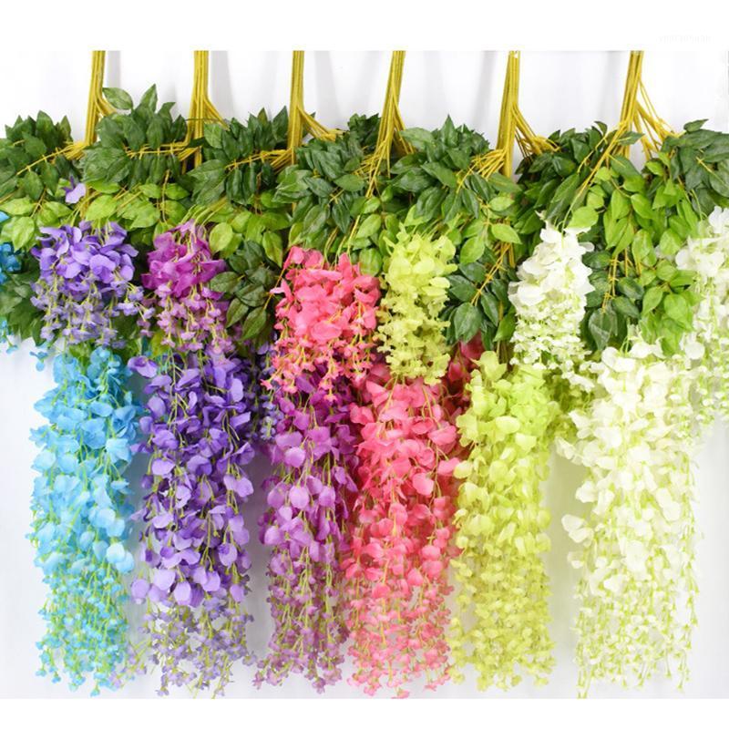 

PipiFren 12pcs/lot Wisteria Artificial Flowers High Quality Home Decoration Fake Flowers Leaves sztuczne kwiaty bloemen1, Beige