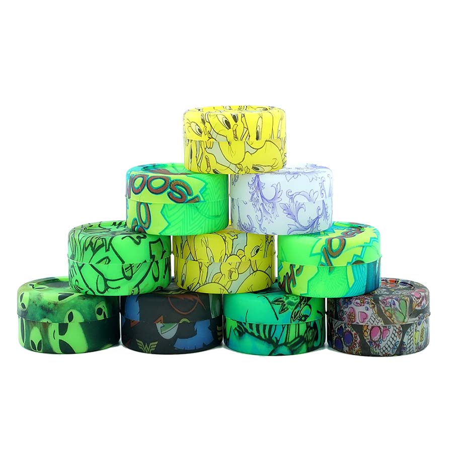 

New 5ml printed container Silicone Container Jar Wax Concentrate Wax Container Silicon Jar for Wax Silicone Jar Dab Via DHL