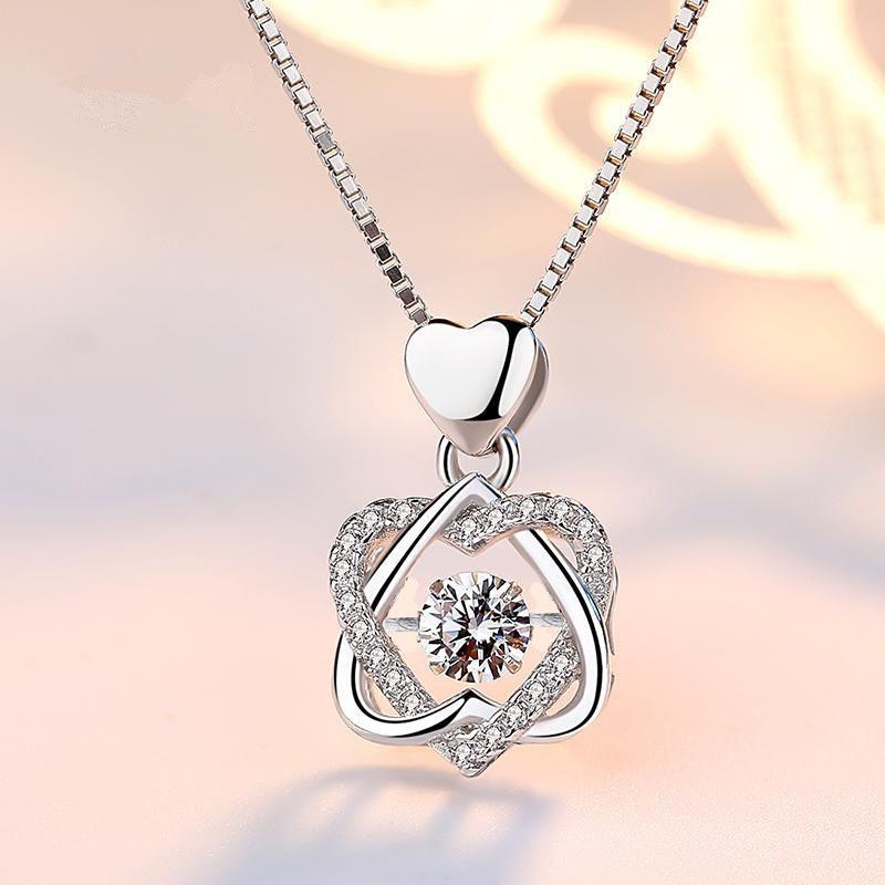 

1 piece hanging concentric knot shape box chain pendant necklace setting cubic zirconia silver color necklace for lovers
