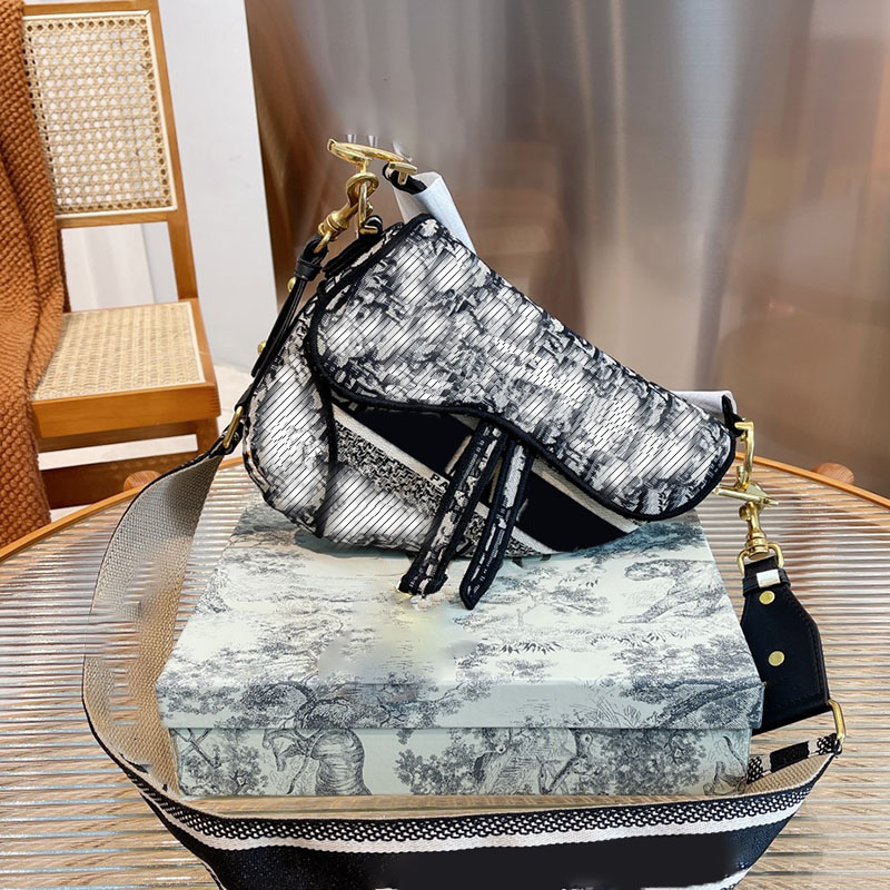 

Fashion Woman Saddle Bag Designer Bags Handbag Shoulder Bag Ladies Canvas Embroidery Denim Messenger Bag Wallet with Box, Shipping supplement