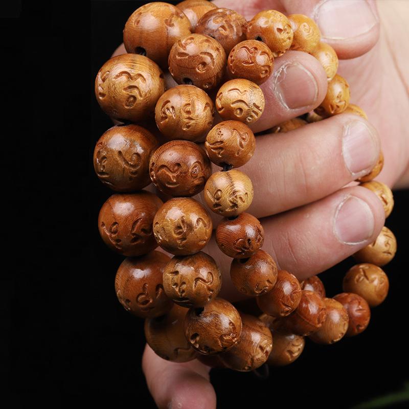 

Natural Wooden Beaded Bracelet Men Handmade Buddha Prayer Beads Bracelet Homme Jewelry Christmas Gift