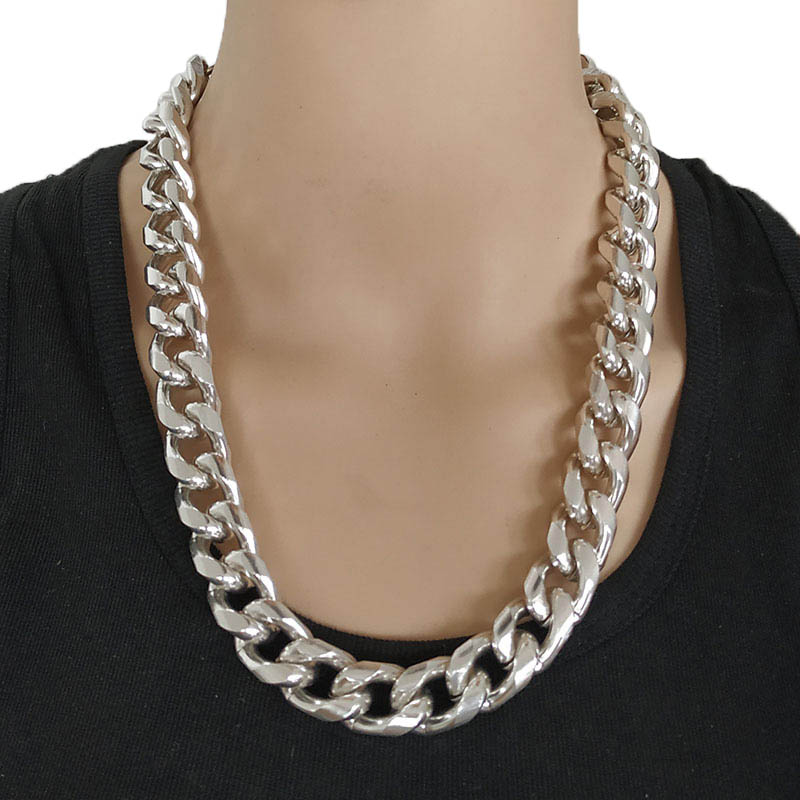 

Silvers Filled Solid Necklace Curb Chains Link Men Choker Stainless Steel Male Female Accessories Fashion