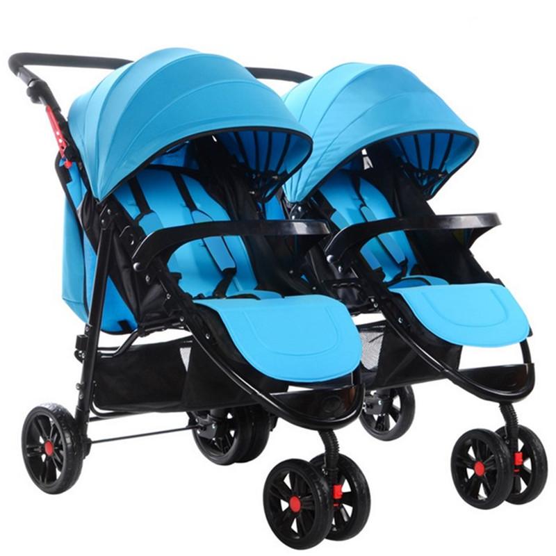 

Detechable Portable Twins Baby Carriage Tricycle Stroller Pram Folding Two Baby Double Stroller for Twins Buggy Pushchair 0~3 Y
