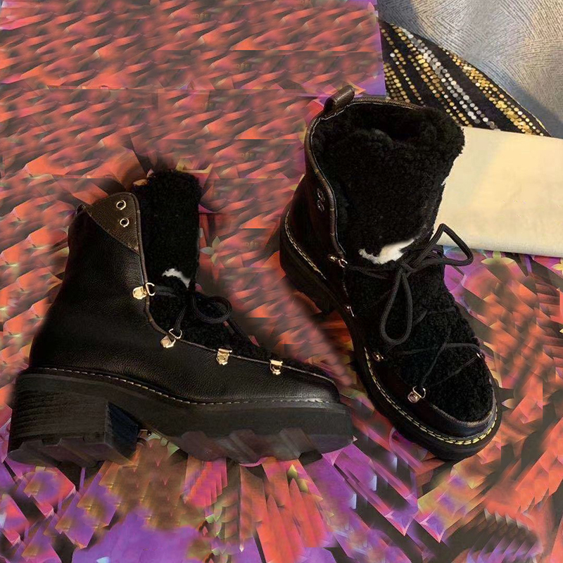 

Designer Beaubourg ankle boot Women Winter calf lea ther shearling hiking boots Black Wool lining Martin Desert Booties canvas c, Color 1