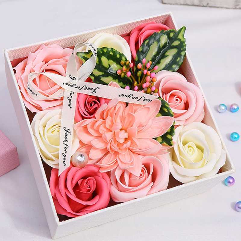 

Artificial Fake Flowers Gift Box Fake Flower Box Soap Flower Gift Rose Decorative Bouquet Wedding Party Valentine's Day