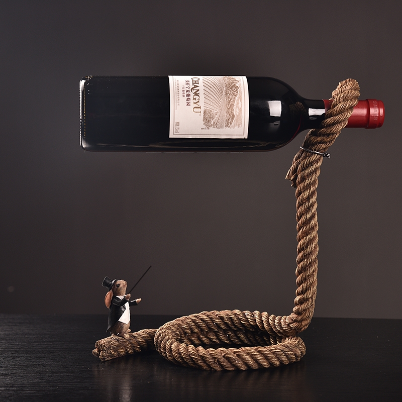 

Creative rabbit magician wine rack simple European Rope wine bottle rack resin crafts home furnishings room decoration