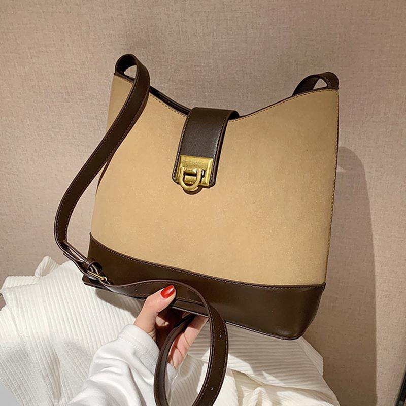 

2021 Trend Matte Bag for Women's Luxury PU Leather Lock Shoulder Square Bag Lady Portable Crossbody Bags Large Capacity Handbags, Black