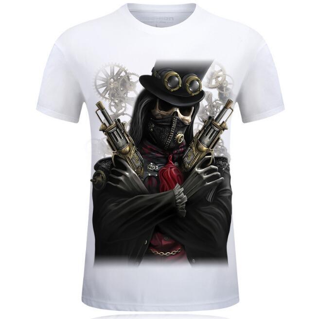 

Summer Tshirt Men Fashion Cool Skulls Printed Short Sleeved Tees Tops Tee Shirts Clothing, Colour 3