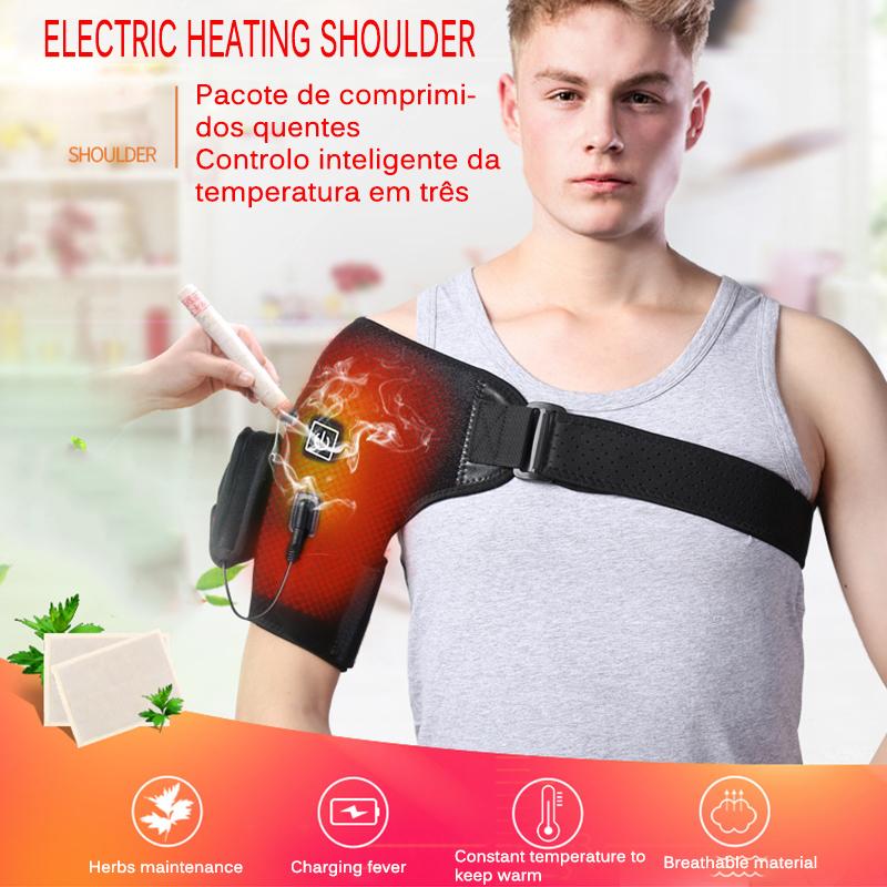 

Unisex Shoulder Brace Adjustable Three Temperature Modes Shoulder Bandage Outdoor Winter Protector Heated Wrap Strap, Black