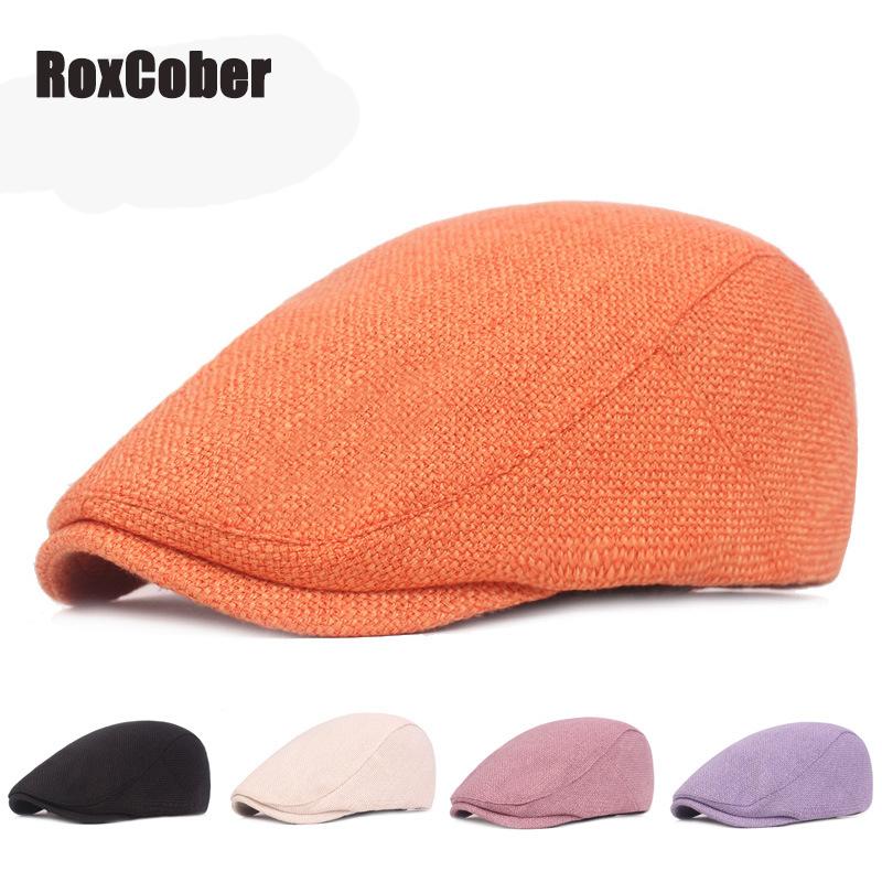 

RoxCober Men Women Cotton linen Berets sombrero hombre outdoor travel solid Gatsby Cap Ivy Hat Driving Flat Cabbie Newsboy Cap, Khaki