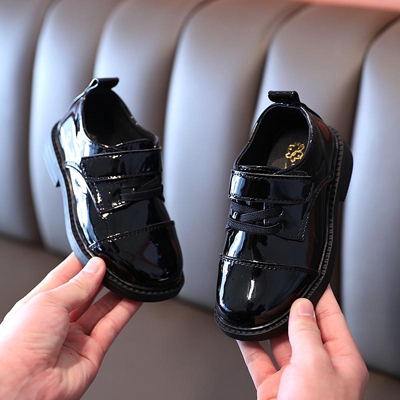 

Boys Vintage Shoes New Spring Autumn British Children Girls Pu Performance Danceing Princess Leather Shoes Kids Boy Sneakers, Black