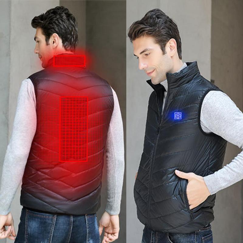 

Winter Outdoor Men Electric Heated Vest USB Heating Vest Winter Thermal Cloth Feather Camping Hiking Warm Hunting Jacket VIP, As pic