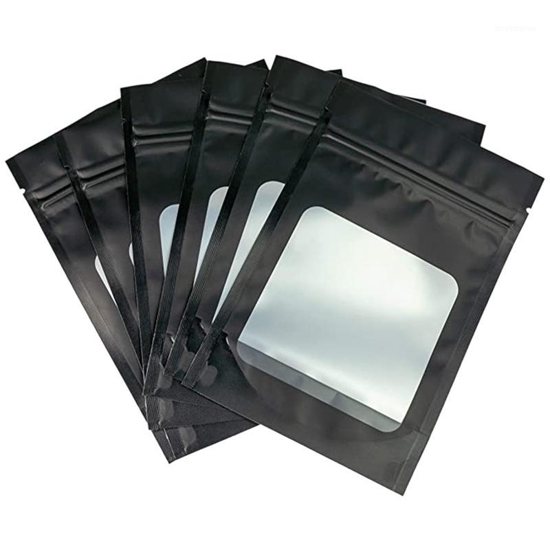 

100 Pieces Resealable Black Storage Bags with Clear Window Pouch for Self Sealing Zipper Closure Storage1