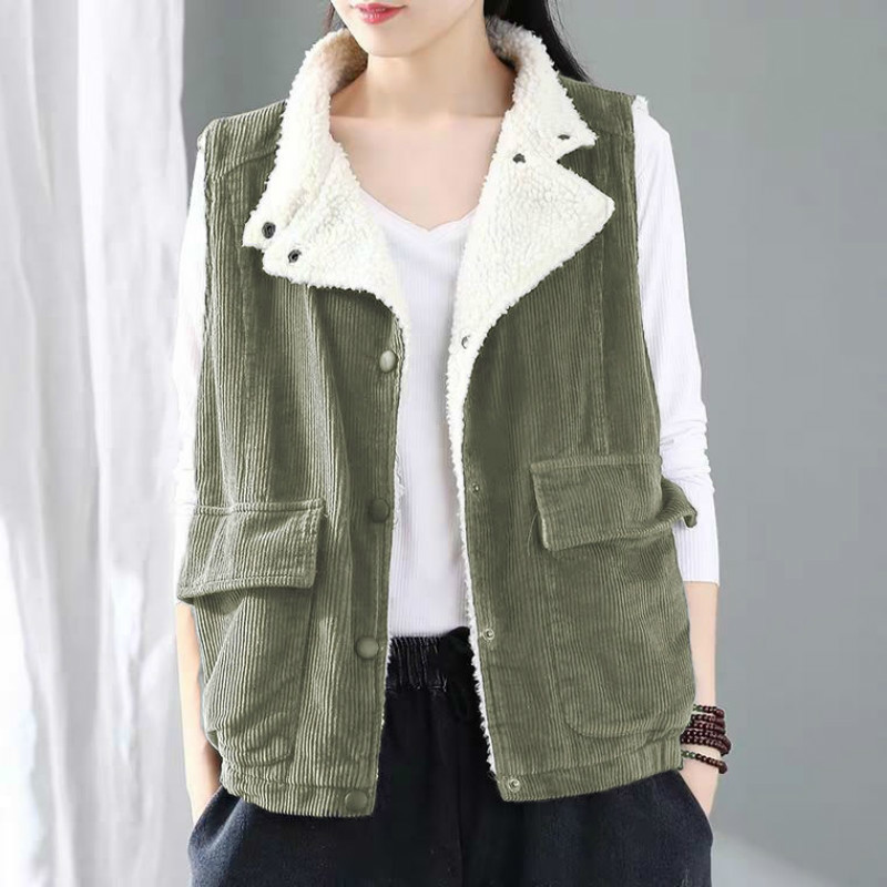 

New Autumn 2021 women Vintage velvet vests blazers sleeveless collar Solid female pockets y167 Z45U, Lvse
