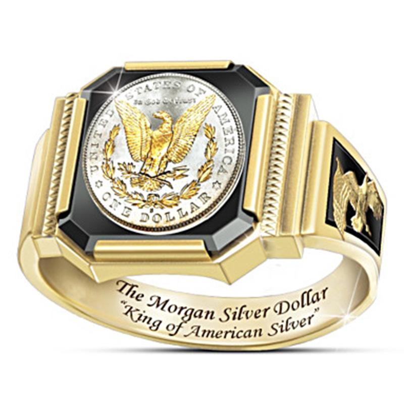 

Fashion Jewelry Rings, Men's gold double-color ring, Get creative with eagle rings