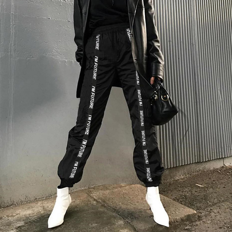 

2020 arem Pants Trousers Women Full Length Loose Jogger Mujer Sporting Elastic Waist Black Casual Combat Streetwear
