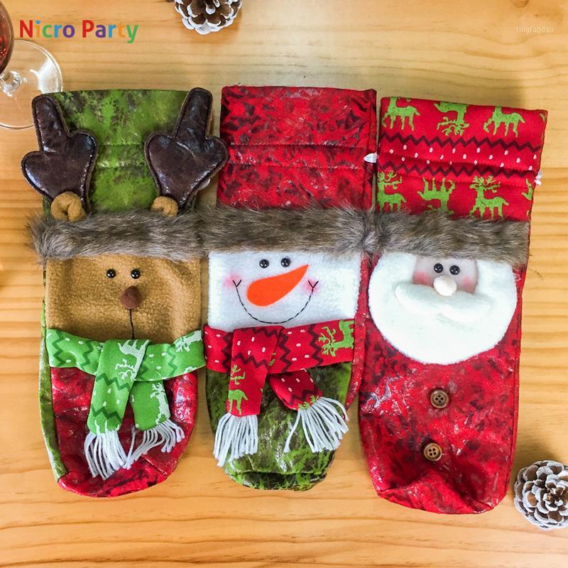 

Nicro Christmas Decorations for Home Santa Claus Wine Bottle Cover Snowman Stocking Gift Holders Home Party Decor DIY1