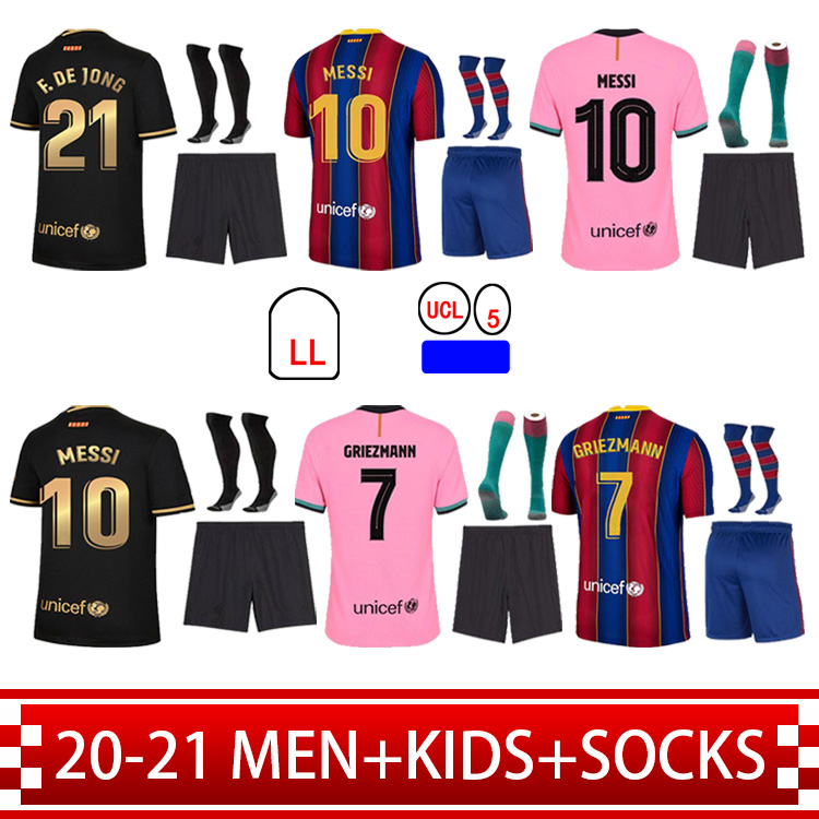 

2020 Soccer Jersey PIQUÉ DEST S.ROBERTO PEDRI ANSU FATI 2021 Home Away Adult Kids Kit+Socks High-quality Football clothes, Home kid patch 2