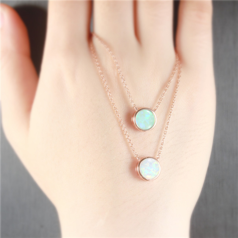 

Februaryfrost Brand Vintage Opal Stone Pendants Necklaces Fashion Rose Gold Chain Choker Necklace Statement Bohemian Jewelry for Women Ketti