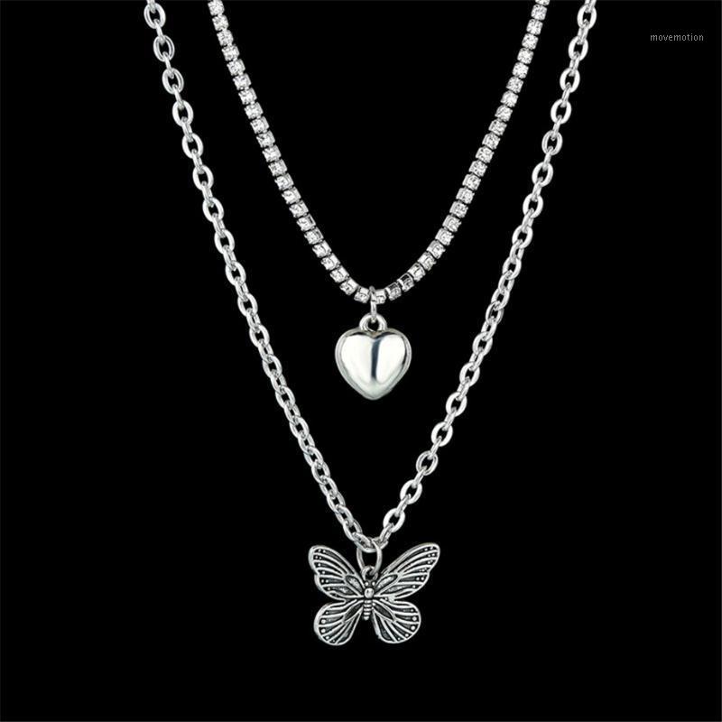 

Punk Women's Choker Collar Iced Out Tennis Neck Chains for Women Stainless Steel Butterfly Heart Necklace Pendant on the Neck1