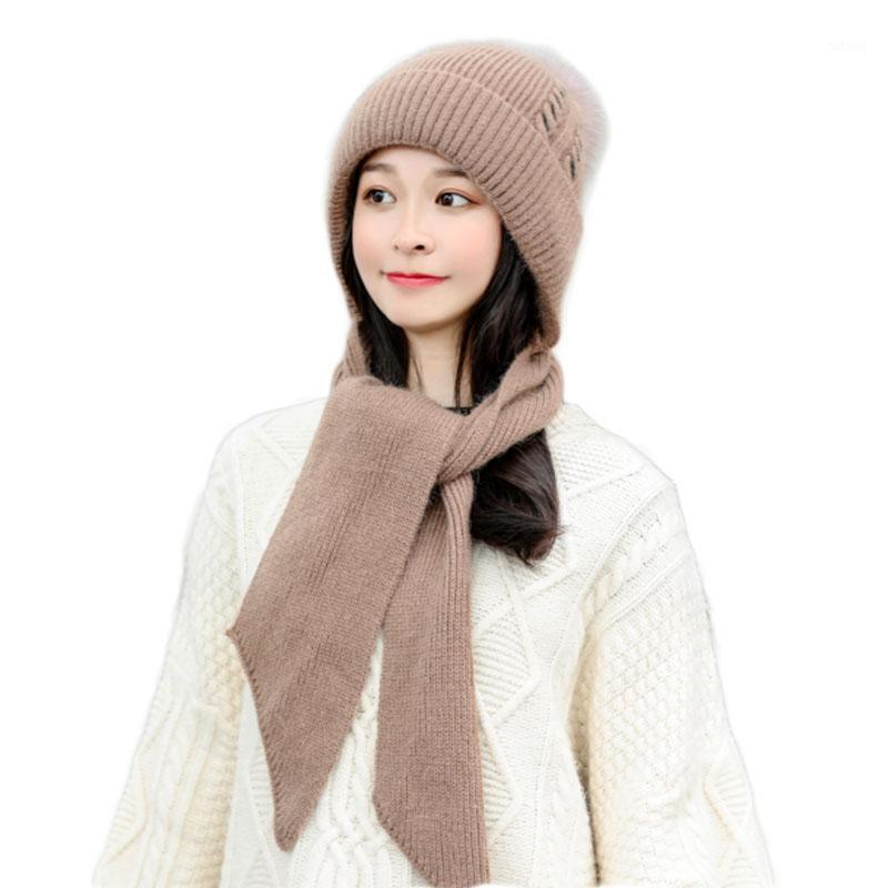 

Winter Women Knitted Hat Scarf 2Pcs Set Fashion Wool Thickening Hat Collars Female Warm Scarf Set Snow Caps1, Purple