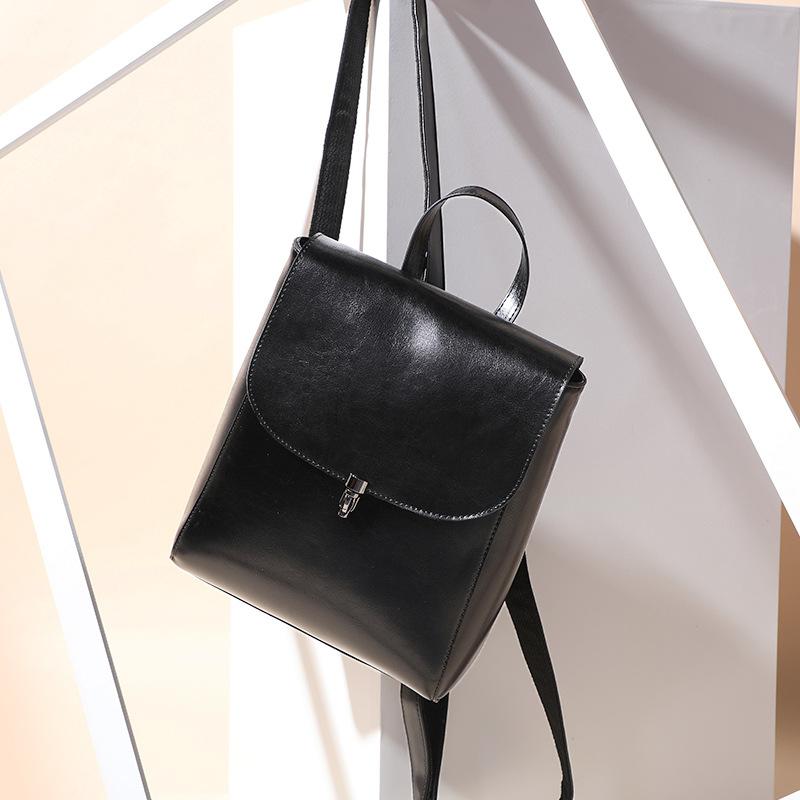 

2021 new backpack summer personality all-match leather women's backpack backpacks for women, Black