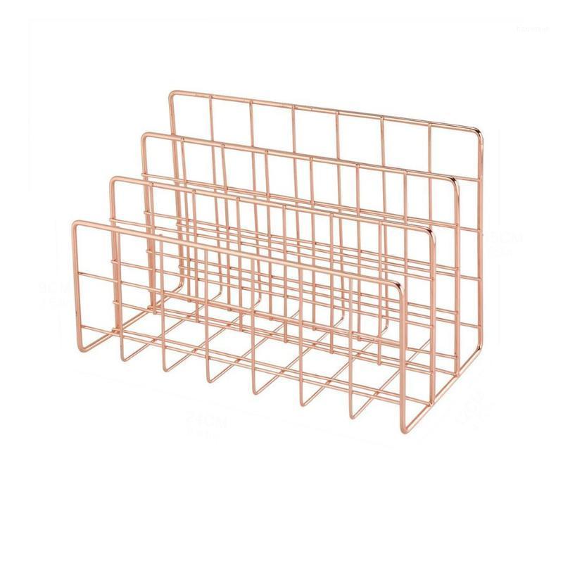 

Wrought Iron Metal Three Grid Bookshelf Creative Book Stand Holder Desktop Decoration File And Book Organizer1