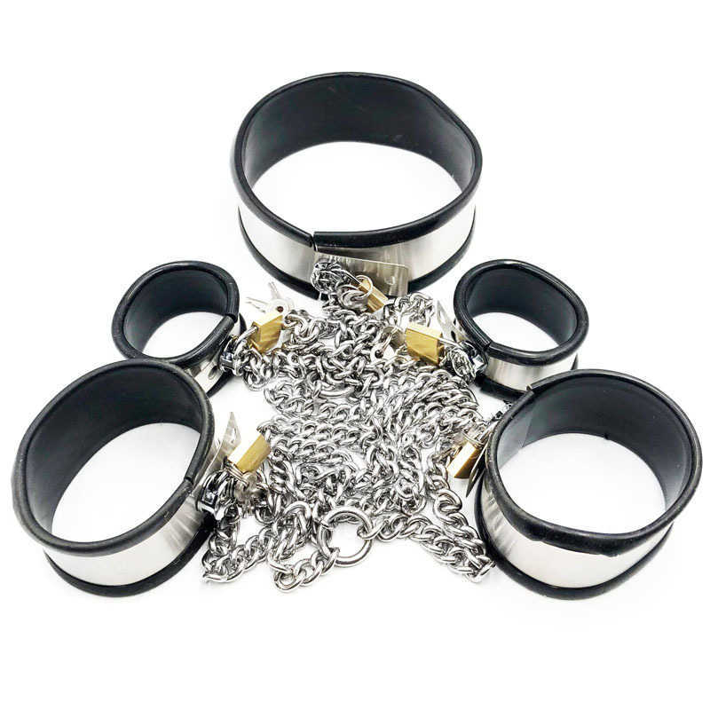 

2022 recommended purchase bondages Ankle Stainless Kit Steel Slave Adult Fetish Games Cuffs Restraints BDSM Neck Feet Collar Hand Handcuffs Metal Bondage Set