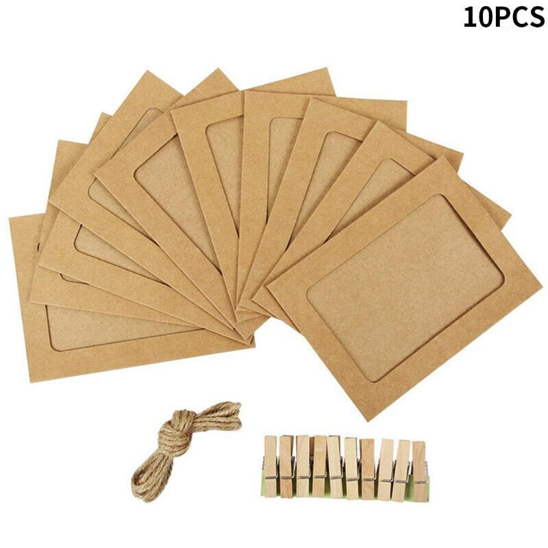 

10pcs Accessories DIY With Clips Paper Photo Frames Picture Decoration Portable Modern Gift Wall Hanging Rectangle Rope1