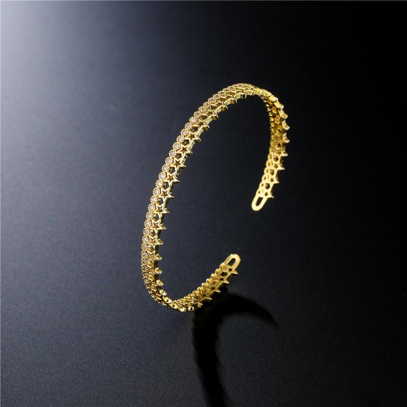 

Bangle S925 European And American Selling Micro Inlaid Zircon Jewelry Plated 18K Gold Geometric Bracelet Female