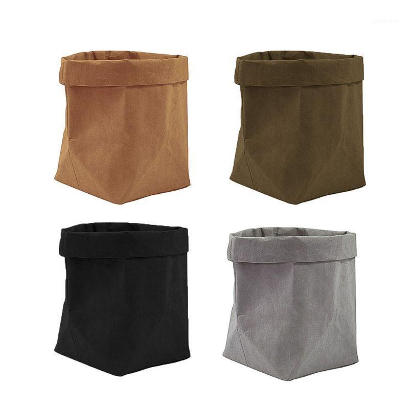 

Sell at a loss! 1 Pc Cosmetic Cases Kraft Paper Flowerpot Creative Desktop Organizer Case Reusable Multifunction Hom1, Gy