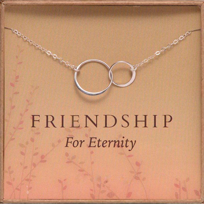 

Gold Circle Necklace Women Friendship for Eternity Necklace Two Interlocking Infinity Circles Gift for Best Friend