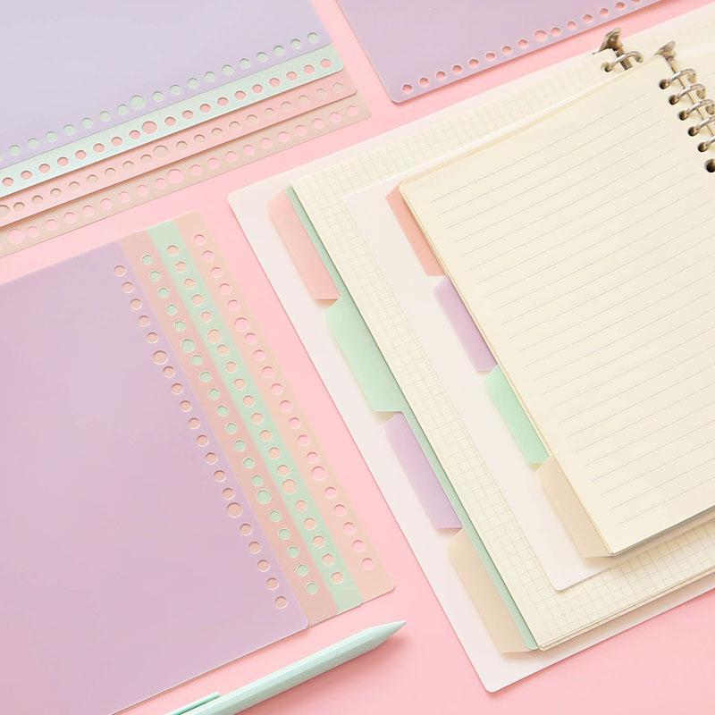 

4 Sheets A4 A5 B5 Notebook Page Binder Candy Color PP Loose-leaf Cover Index Divider Separator Notebook Accessory Stationery1