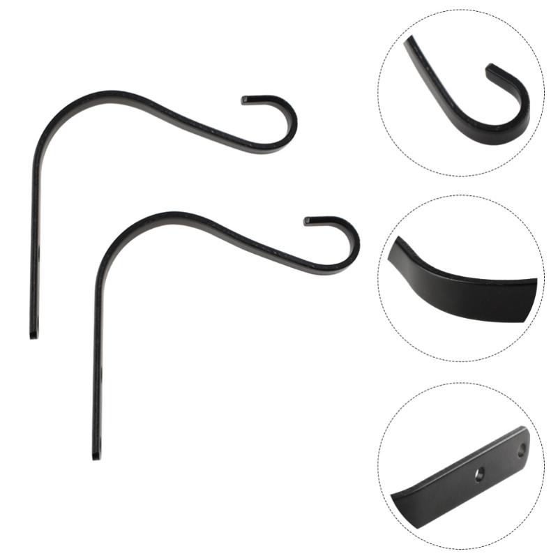 

2Pcs Plant Hook Rustic Iron Wall Light Hook Hanger Lantern Bracket (Black