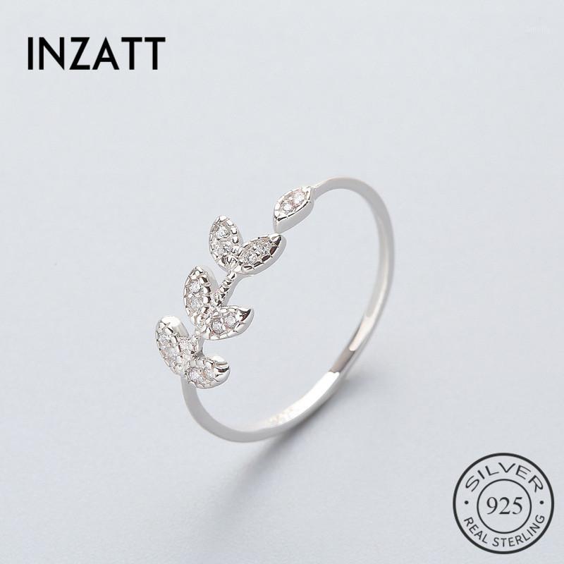 

INZAClassic Olive Zircon Leaves Ring High Quality 925 Sterling Silver For Women Wedding Fine jewelry Accessories 2018 Gift1