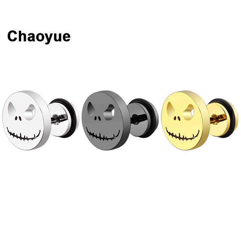 

Punk Earrings Stainless Steel Pumpkin Head Stud Earrings for Men Women Halloween Jewelry Accessories 10mm