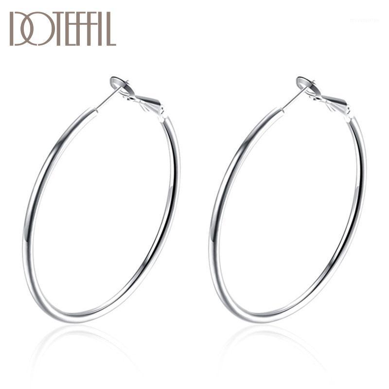 

DOTEFFIL 925 Sterling Silver/18K Gold/Rose Gold Big Classic Circle Hoop Earrings Women Party Gift Fashion Charm Wedding Jewelry1