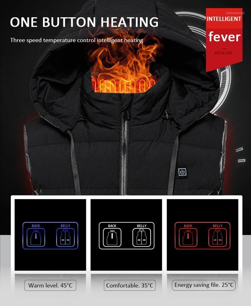 

2020 New Heated Vest USB Men Winter Electrical Heated Sleevless Clothing Waistcoat Fishing Hiking Dropshipping1, Black