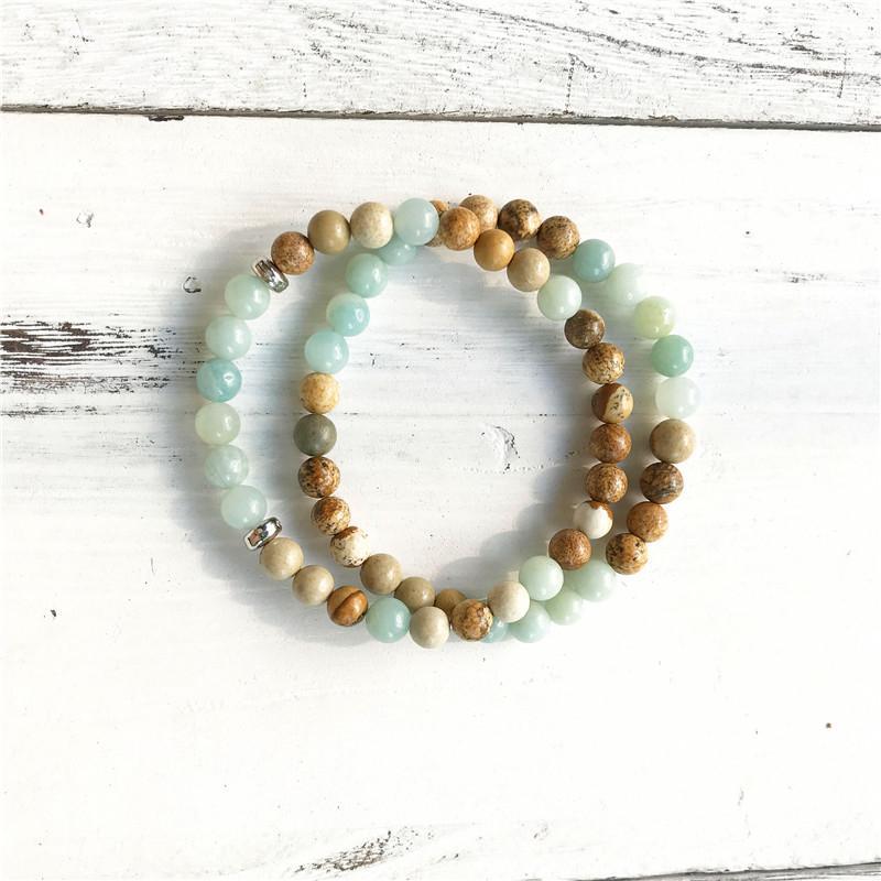 

Natural Picture JasperS & Amazonite Bracelet Fashion Set Yoga Bracelets Men's Women's Best Gift 6MM Charm Wrist1