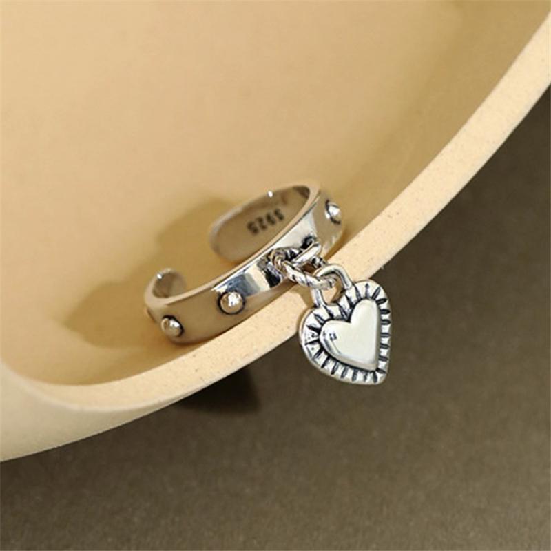 

Korean Fashion Heart Shape Female Stylish Punk Rock Anillos Ajustable Rings Tibetan Silver Jewerly Girl Wholesale Christmas Gift