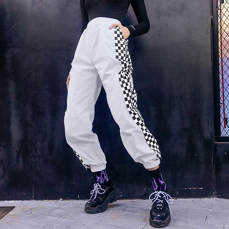 

Joggers Women Pants Side Zipper Hip Hop Sports Pants Women Ankle Banded Loose Fitness Harlan Sports Sweatpants, White