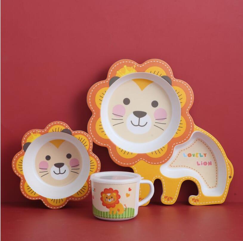 Bamboo fiber tableware children's rice Dinnerware Sets baby's plate set gift customization for mother and baby shop bowl-image-636390754